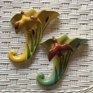 Vintage Wall Decor Art Pottery Hanging Vases Wall Pockets to fill with Flowers